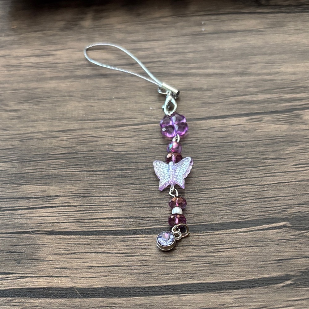 Purple Beaded Butterfly Charm